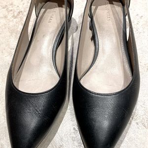 Cole Haan black leather flats, half-inch heel size 7.5 US
